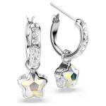 Chroma drop earrings Mixed cuts, Star, White, Rhodium plated